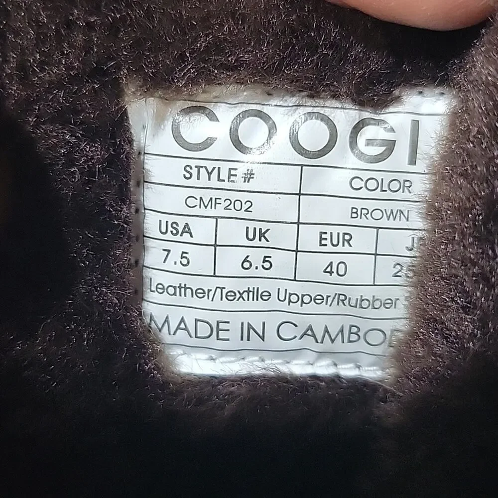 COOGI Winter Faux Fur Lined Logo Retro Y2K Brown Boots Mens Size 7.5